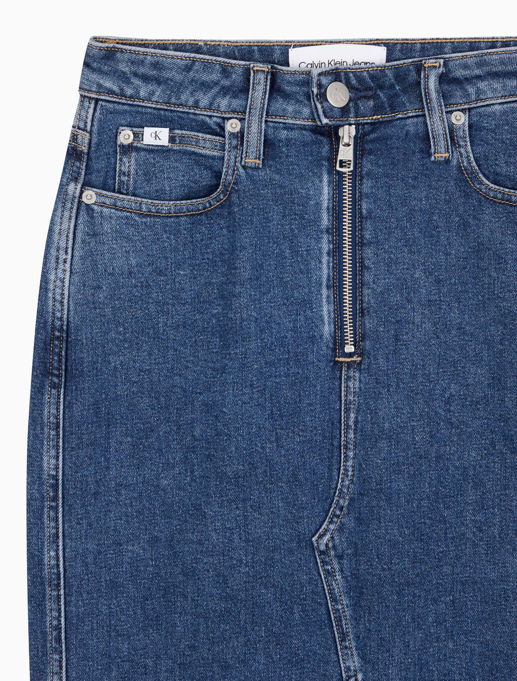 Buy 여성 맥시 데님 스커트 in color MID BLUE BACK EMBRO