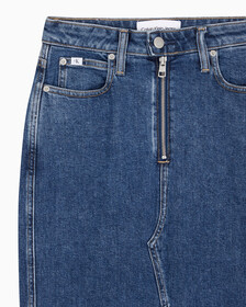 Buy 여성 맥시 데님 스커트 in color MID BLUE BACK EMBRO