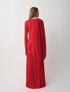 Buy SARA WOMENS DRAPED JERSEY DRES in color Scarlet