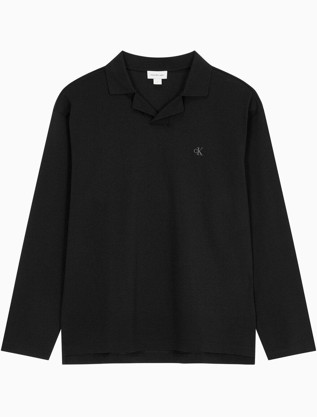 Buy 남성 릴렉스핏 헤비 저지 럭비 폴로 탑 in color CK BLACK