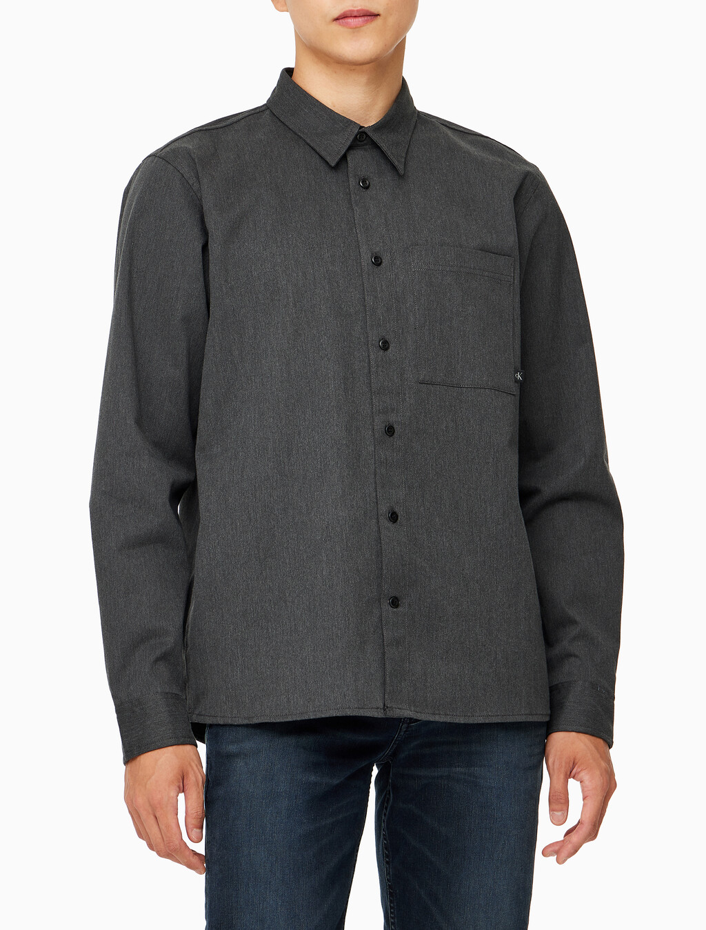Buy 남성 멜란지 유틸리티 셔츠 in color CHARCOAL