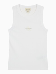 Buy 여성 모노그램 립 슬리브리스 in color BRILLIANT WHITE