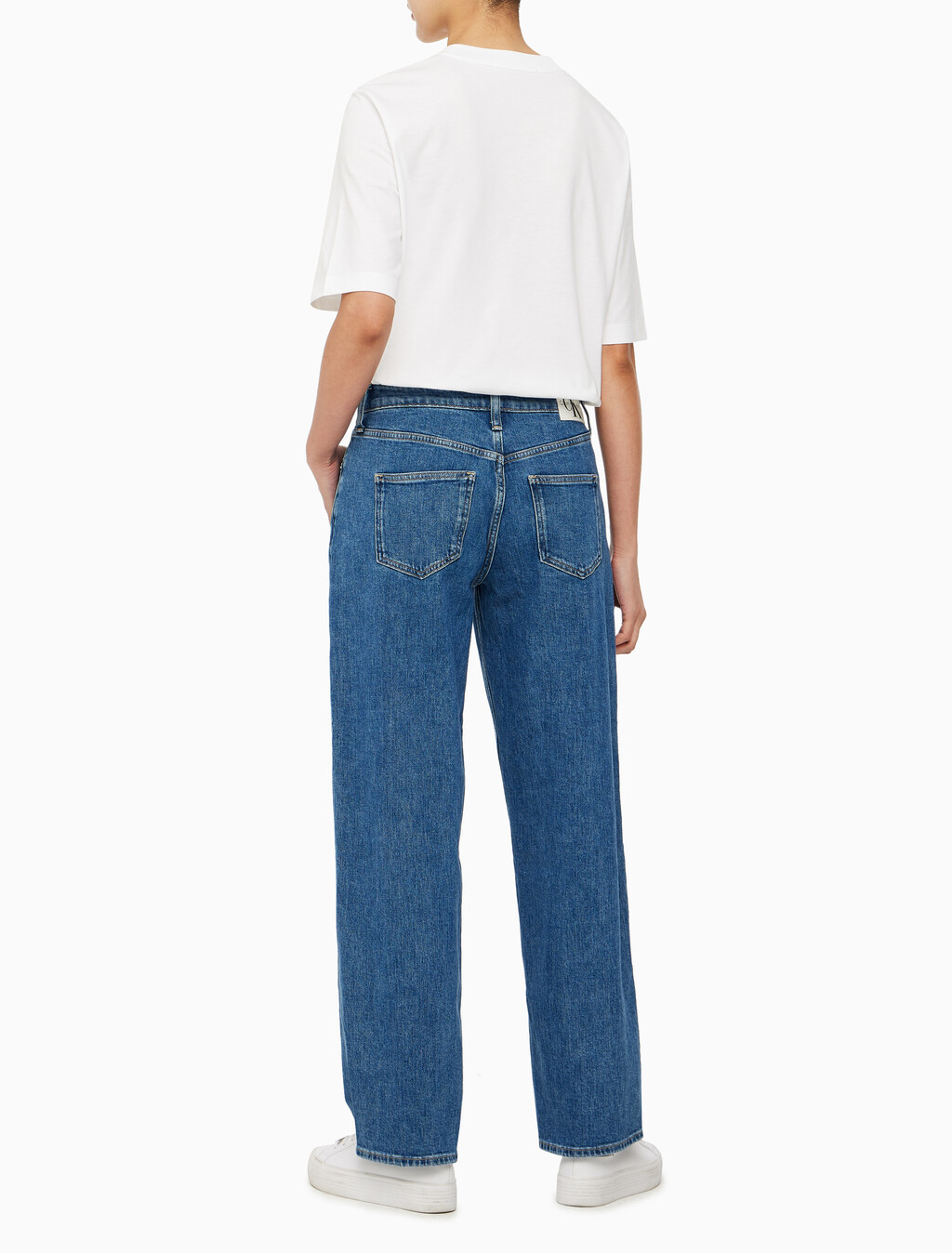 Buy 여성 90's 스트레이트핏 미드블루 데님 in color MID BLUE BACK EMBRO