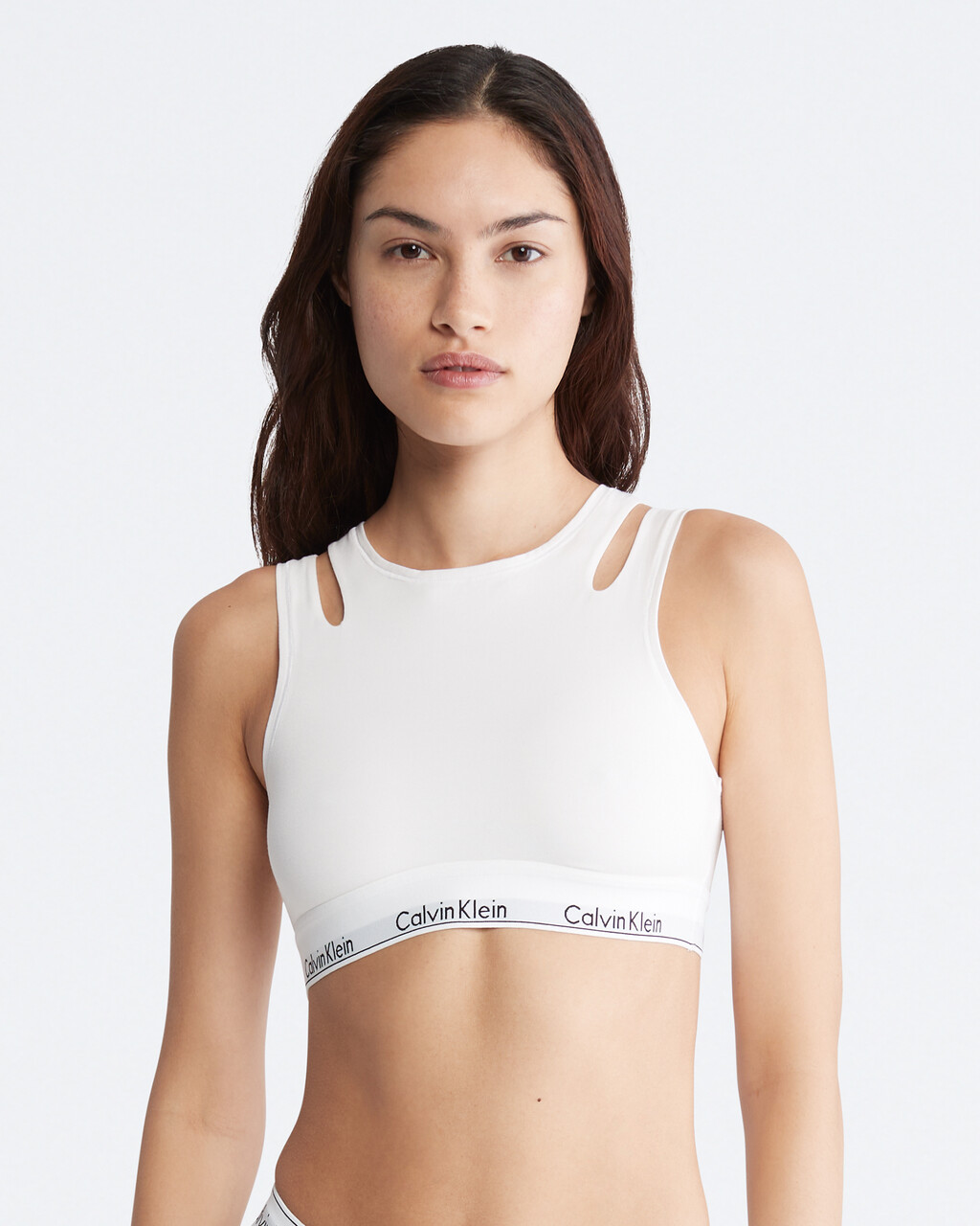Buy 여성 모던 코튼 디컨스트럭티드 라인드 브라렛 in color WHITE