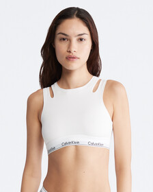 Buy 여성 모던 코튼 디컨스트럭티드 라인드 브라렛 in color WHITE