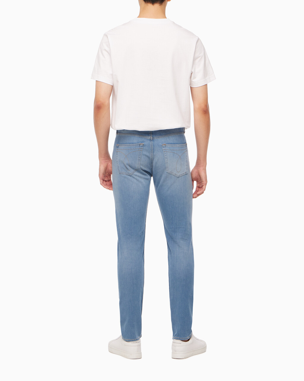 Buy 남성 모던 테이퍼 라이트블루 데님 in color 028A CHALKY BLU