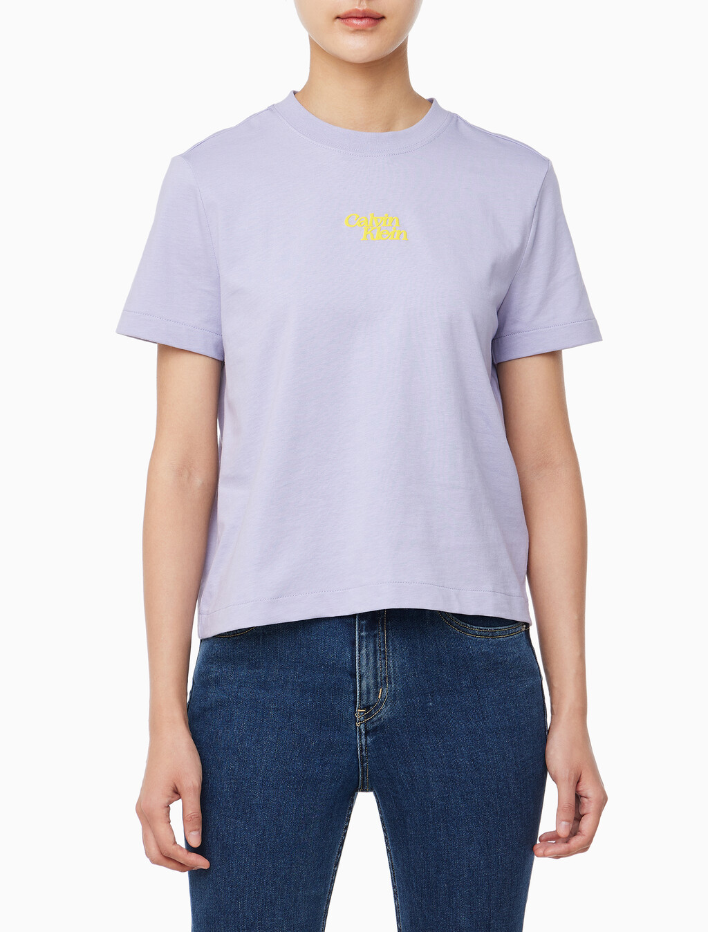 Buy 여성 플럭 로고 반팔 티셔츠 in color LANGUID LAVENDER