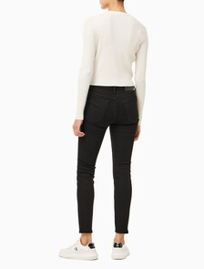 Buy 여성 하이라이즈 스키니 앵클핏 블랙 데님 in color WASHED BLACK LOGO LACE