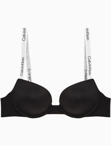 Buy 여성 테일러드 로고 푸쉬업 플런지 브라 in color BLACK