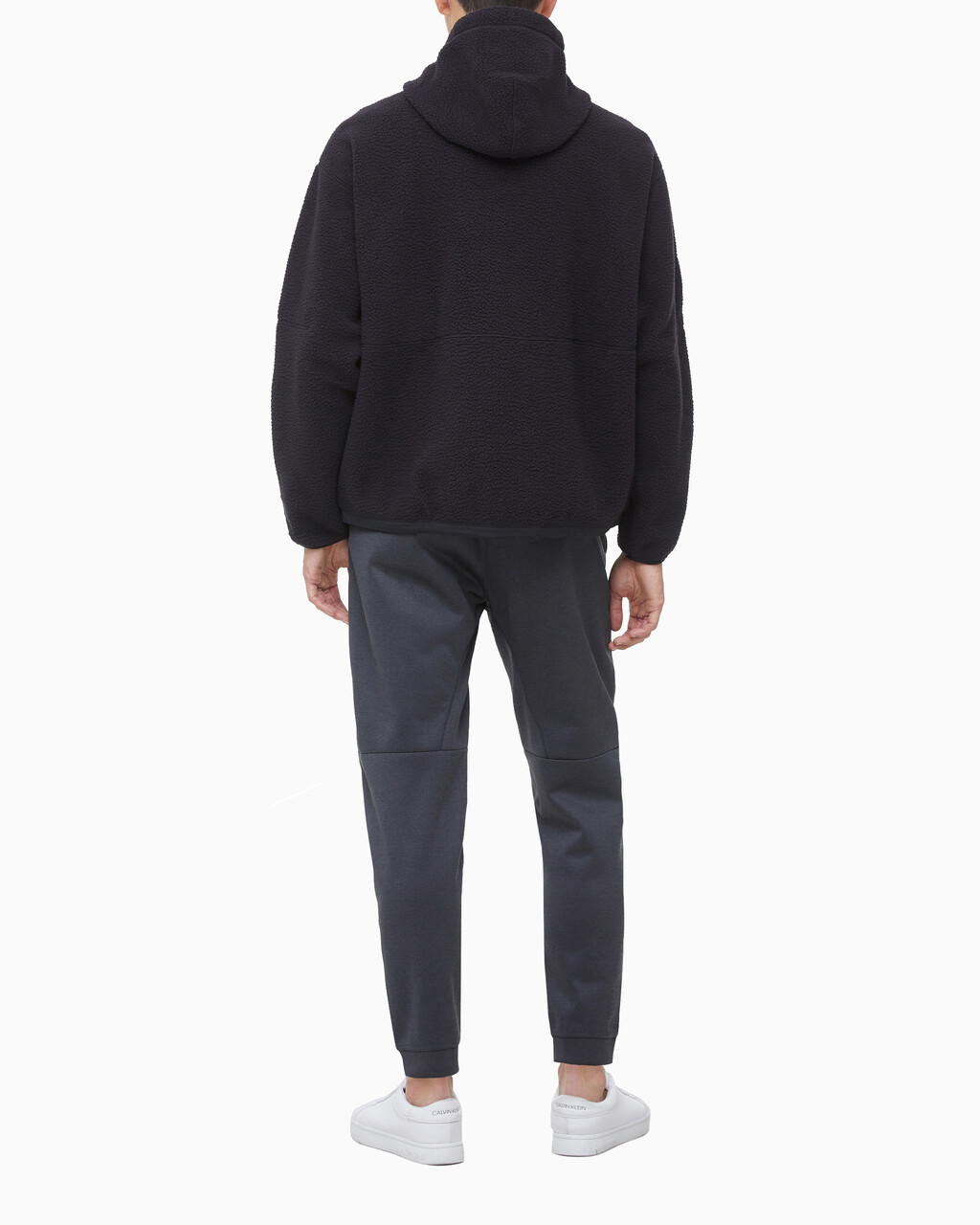 Buy 남성 릴랙스핏 쉐르파 후디 in color BLACK