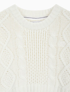 Buy 여성 케이블 스웨터 드레스 in color WHITE