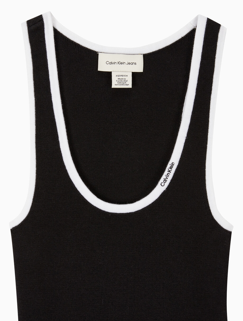 Buy 여성 칼라 블라킹 트리밍 코튼 립 탱크 in color BLACK