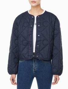 Buy 여성 라이트웨이트 AOP 퀼티드 라이너 자켓 in color Navy