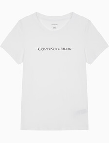 Buy 여성 슬림핏 인스티튜셔널 로고 반팔 티셔츠 in color BRILLIANT WHITE