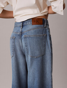 Buy 여성 와이드레그 리넨 데님 in color Mid Blue