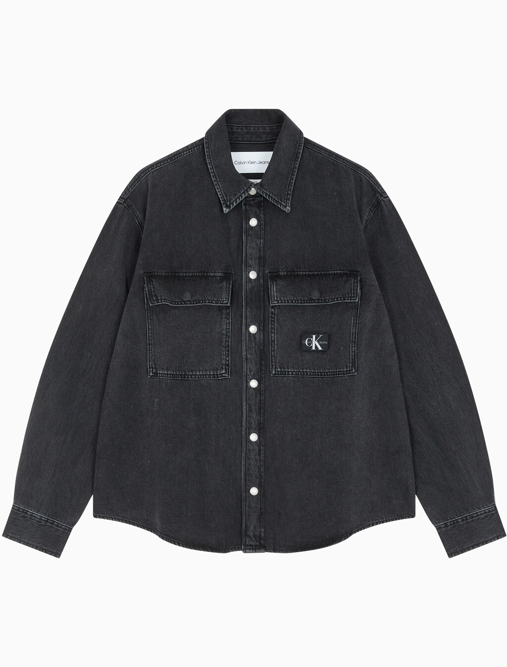 Buy 남성 릴렉스핏 데님 셔츠 in color WASHED BLACK LOGO LACE