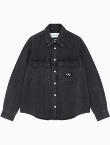 Buy 남성 릴렉스핏 데님 셔츠 in color WASHED BLACK LOGO LACE