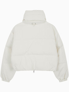 Buy 여성 볼륨 넥 크롭 다운 푸퍼 in color WHITE
