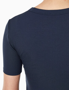 Buy 여성 모달 립 반팔 티셔츠 in color DARK SAPPHIRE