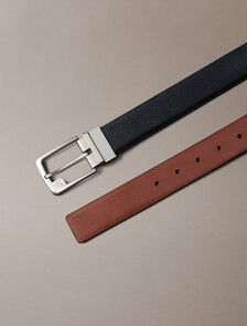 Buy 남성 시즈널 모노그램 프레임 로고 버클 35mm 벨트 in color Black / CK Cognac / Pewter