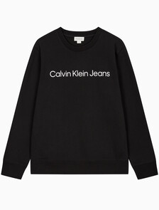 Buy 남성 레귤러핏 인스티튜셔널 로고 기모 스웻셔츠 in color CK BLACK