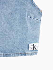 Buy 여성 타이 디테일 숏 탑 in color CHALKY BLUE