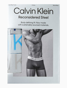 Buy 남성 CK 리컨시더드 스틸 마이크로 로우라이즈 드로즈 3PK in color MIDNIGHT BLUESIGNATURE BLUECLAY GREY