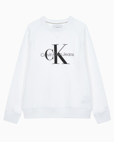Buy 남성 레귤러핏 모노그램 로고 기모 스웨트셔츠 in color BRIGHT WHITE