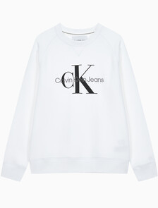 Buy 남성 레귤러핏 모노그램 로고 기모 스웨트셔츠 in color BRIGHT WHITE