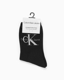 Buy 여성 모노그램 로고 크루 삭스 (블랙 1 PAIR) in color BLACK