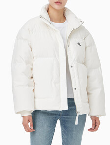 Buy 여성 숏 렝스 스탠드 카라 푸퍼 in color Ivory