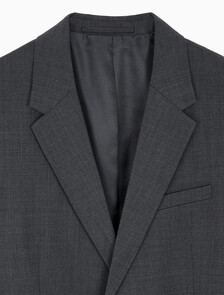 Buy 유니섹스 롱슬리브 울 블렌드 슬림 블레이저 in color CHARCOAL