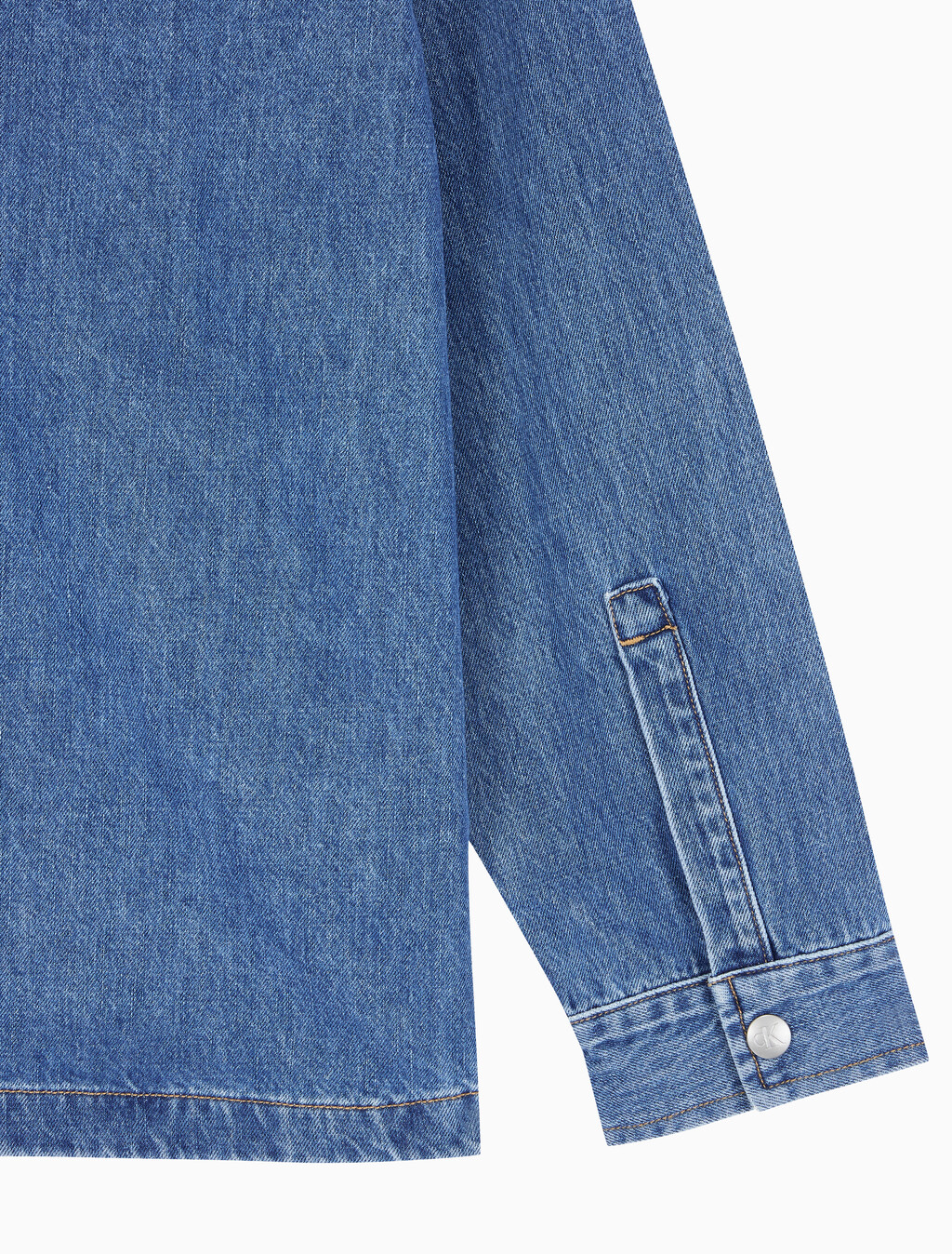 Buy 남성 오버사이즈 데님 셔츠 in color MID BLUE BACK EMBRO