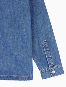 Buy 남성 오버사이즈 데님 셔츠 in color MID BLUE BACK EMBRO