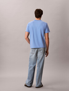 Buy 애시드 워시 모노로고 그래픽 티 in color Blue