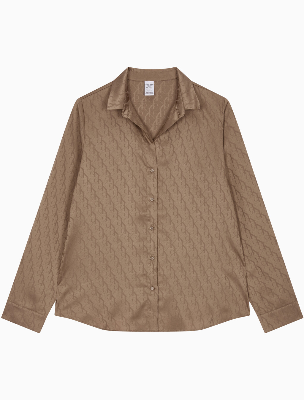 Buy 여성 새틴 자카드 롱슬리브 탑 in color BROWN