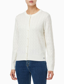 Buy 여성 울 케이블 크루넥 가디건 in color ANCIENT WHITE