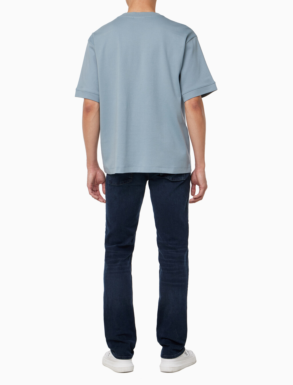 Buy 남성 릴렉스핏 CK 인터락 반팔 티셔츠 in color BLUE