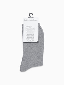 Buy 남성 콤드 코튼 립 크루 모노그램 중목 양말 (화이트 1 PAIR) in color GREY HTR