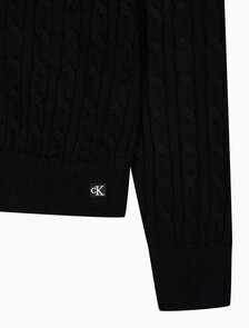 Buy 여성 울 케이블 크루넥 가디건 in color BLACK