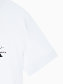 Buy 여성 레귤러핏 스몰 모노그램 로고 반팔 티셔츠  in color BRIGHT WHITE