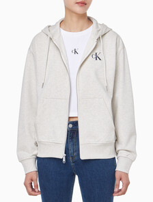 Buy 여성 모노그램 프렌치 태리 풀집업 후디 in color VANILLA HEATHER