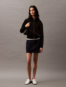 Buy 여성 하프 밀라노 카라 보머 스웨터 in color BLACK