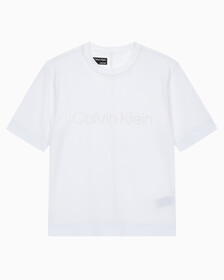 Buy 여성 릴렉스 핏 볼드 로고 반팔 티셔츠 in color BRIGHT WHITE