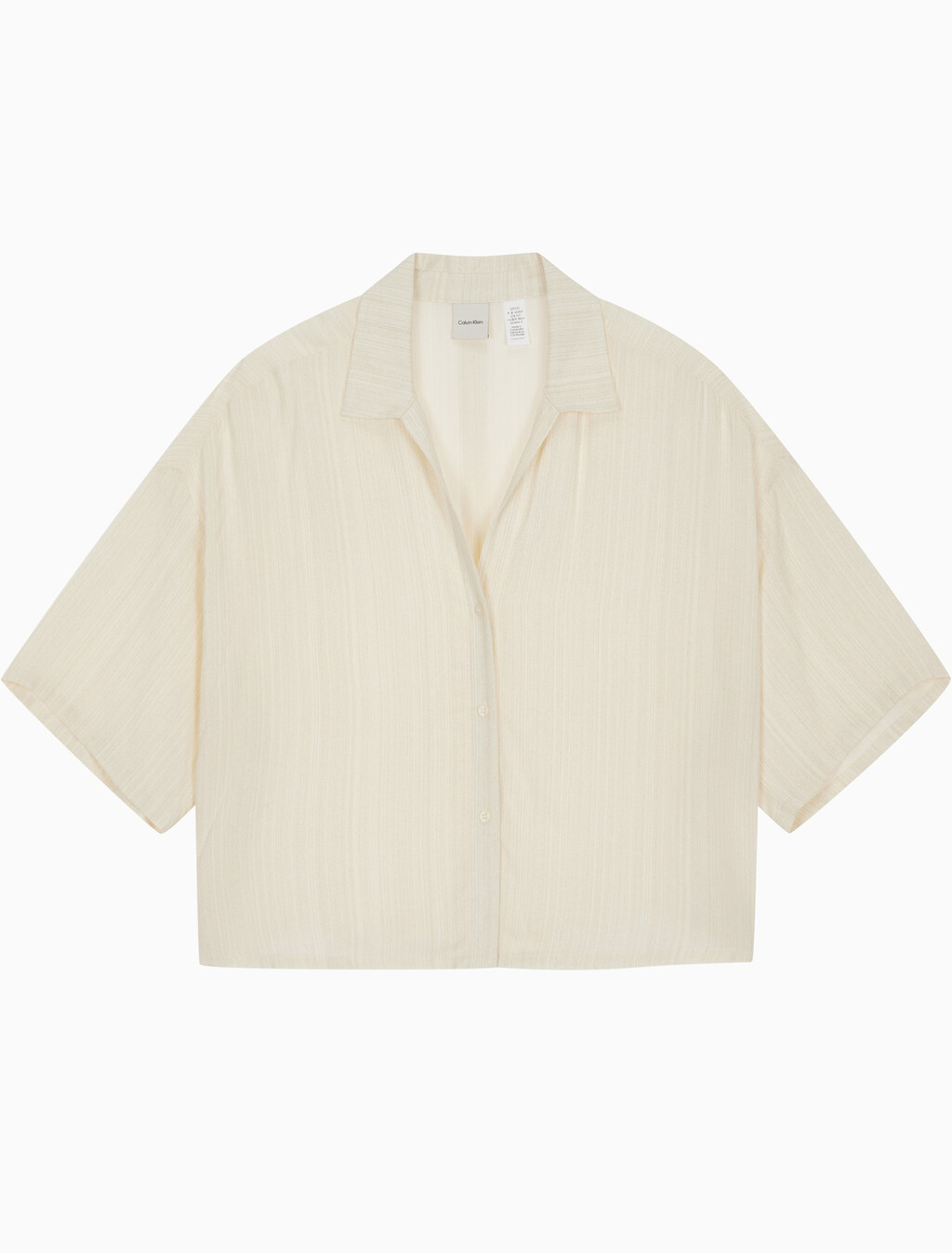 Buy 여성 우븐 비스코스 반팔 셔츠 in color TEXTURED STRIPE PELICAN