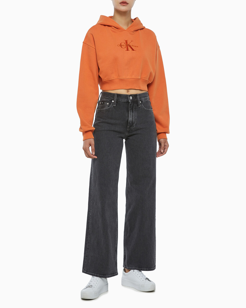 Buy 여성 미네랄 다이 모노로고 후디 in color ORANGE