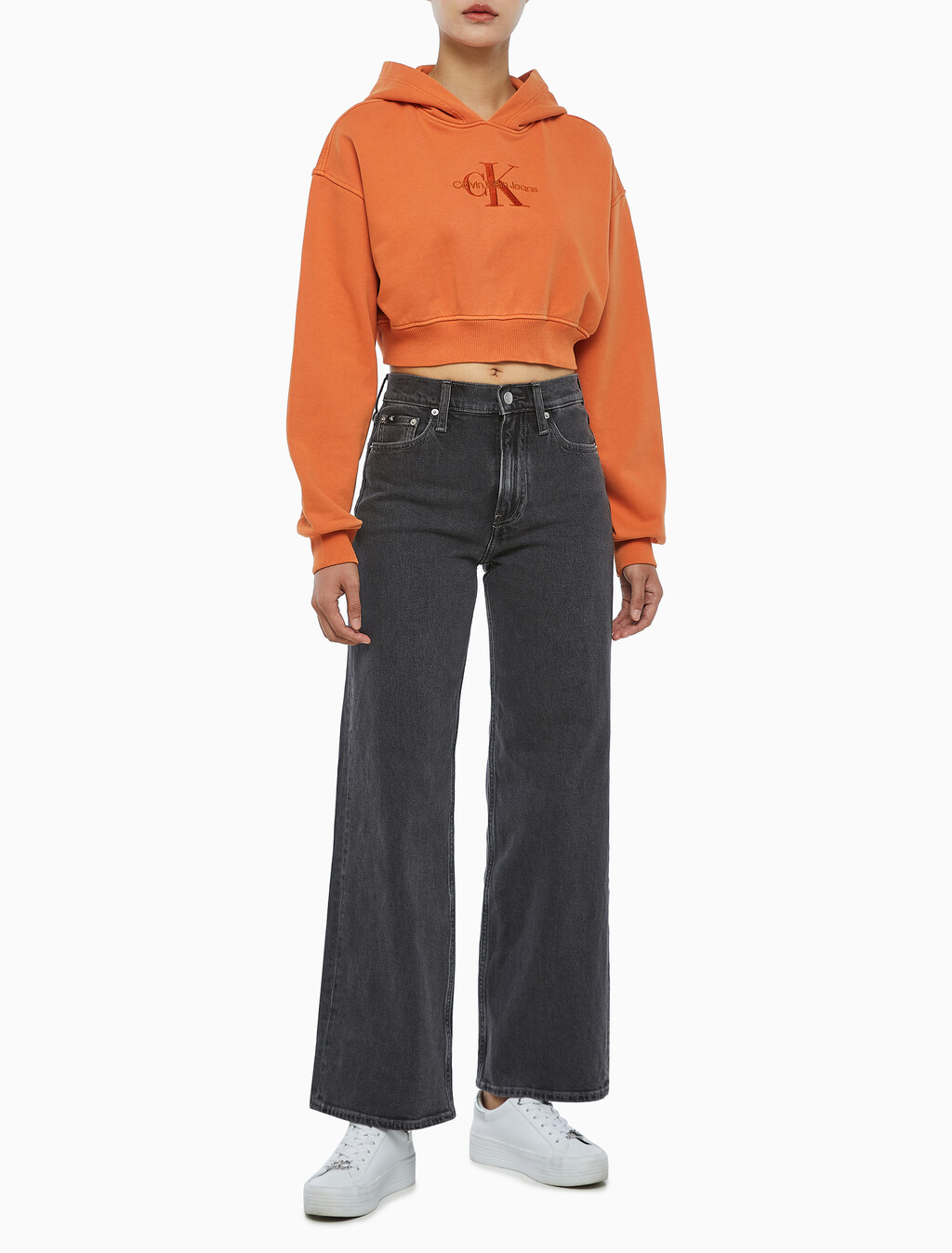 Buy 여성 미네랄 다이 모노로고 후디 in color ORANGE