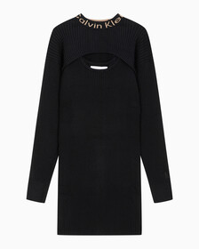 Buy 여성 롱 슬리브 2 in 1 스웨터 원피스 in color CK BLACK