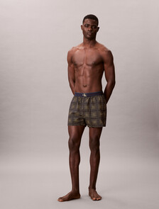 Buy 남성 CK 그래픽 우븐 박서 슬림 in color DARK NAVY PRINT 