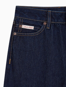 Buy 여성 릴렉스드 크롭 인디고 자카드 데님 in color denim